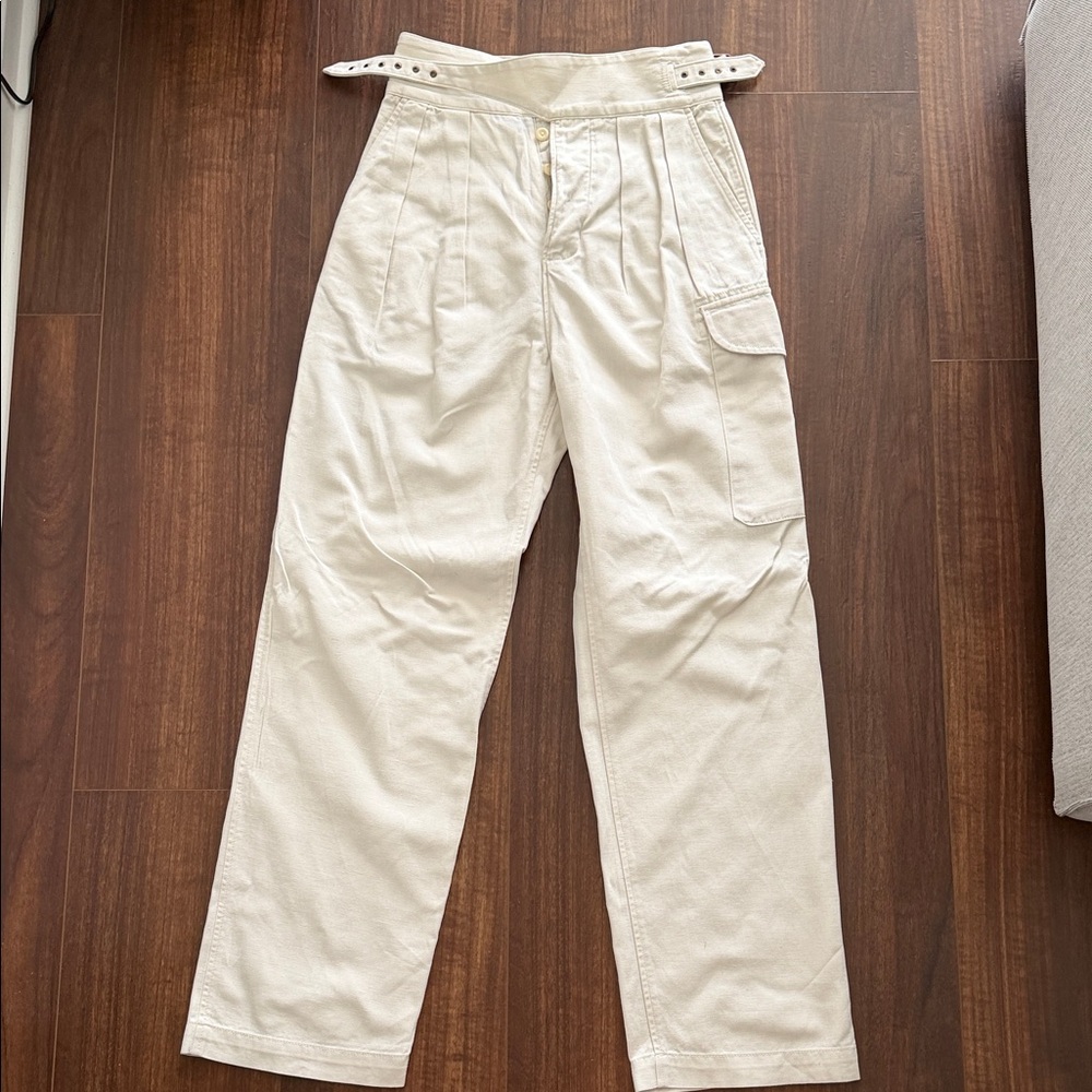 Banana Republic Cream Cargo Pants with Belted Waist - Picture 1 of 1